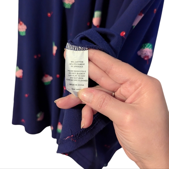 Unique Vintage Cupcake Cherry Short Sleeve Fit And Flare Navy Blue Midi Dress - Picture 8 of 8